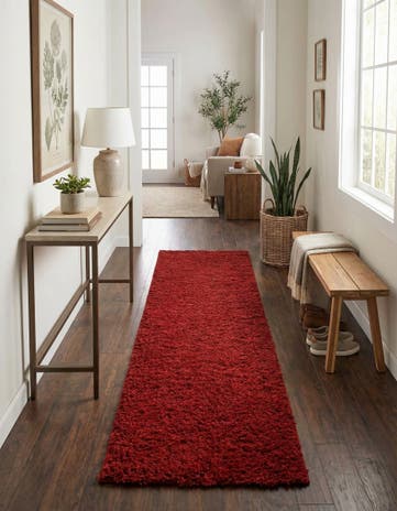 Cherry Red Everyday Shag Runner Rug