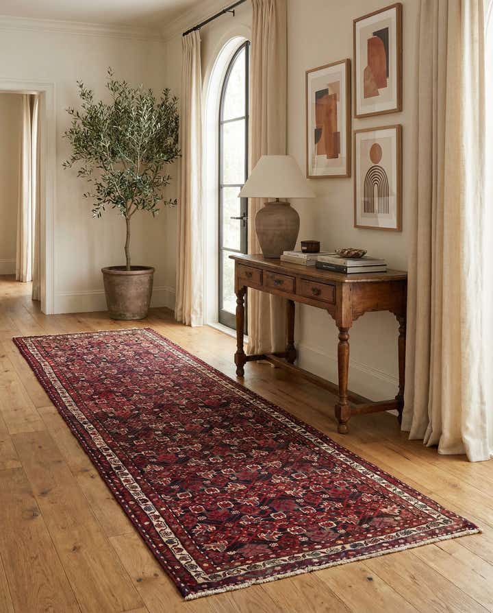 3' 9 x 10' Hand Knotted Hossainabad Persian Wool Runner Rug