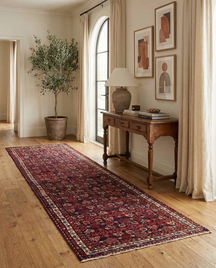 Detail image of 3' 9 x 10' Hand Knotted Hossainabad Persian Wool Runner Rug
