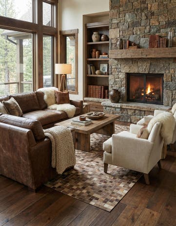 5' x 8' Cowhide Leather Rug