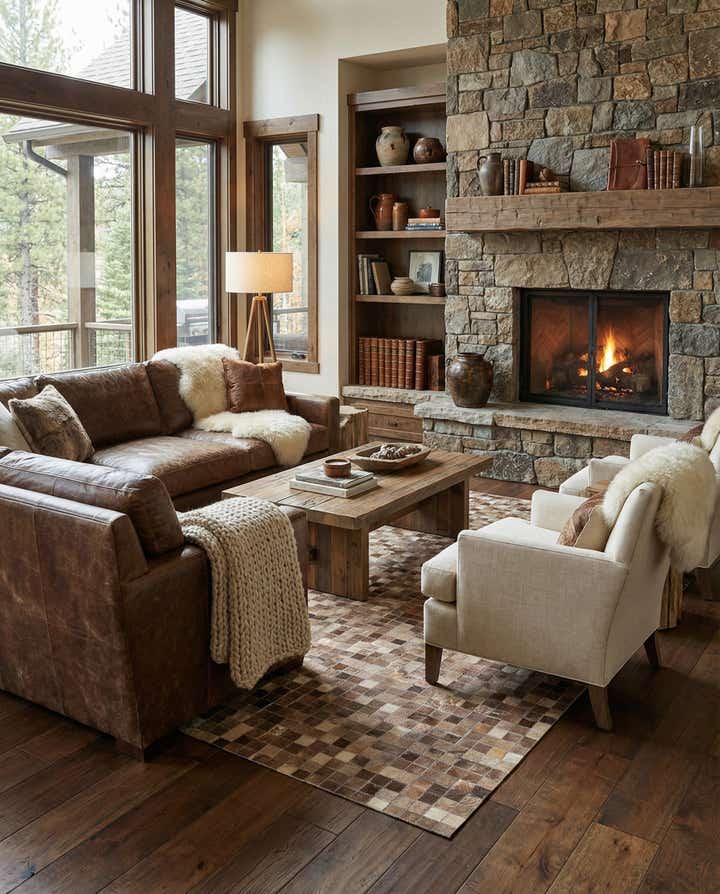 5' x 8' Cowhide Leather Rug