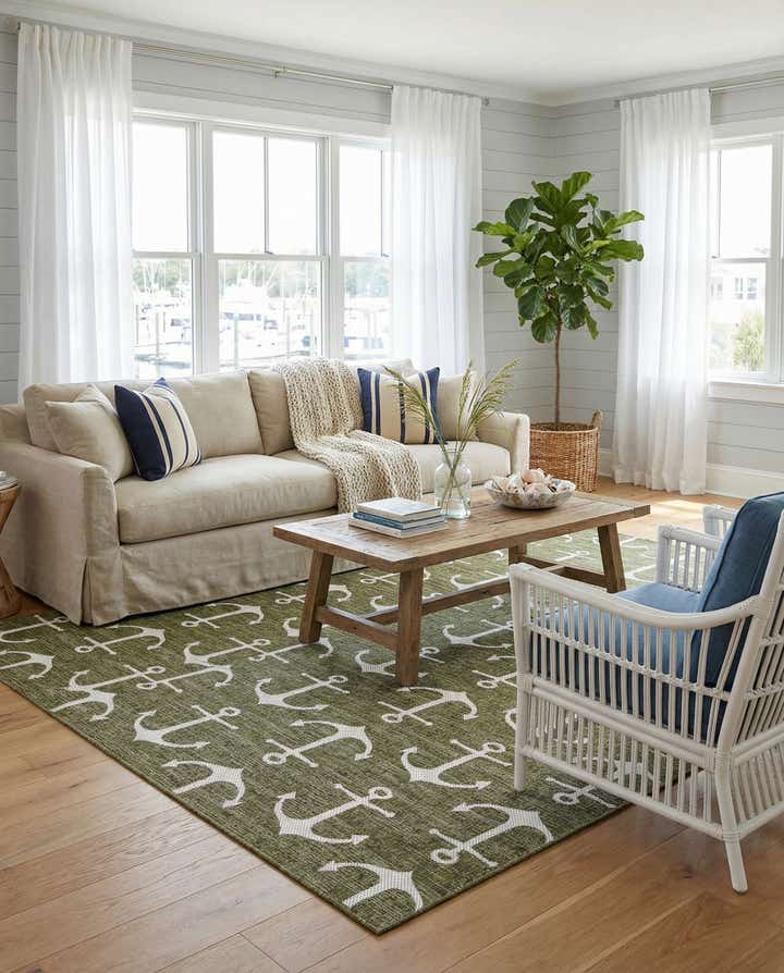 10' x 13' Easy-Clean Coastal Indoor / Outdoor Rug