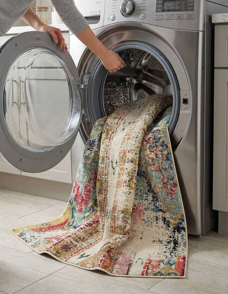 Detail image of 6' x 6'  Washable Santa Fe Square Rug