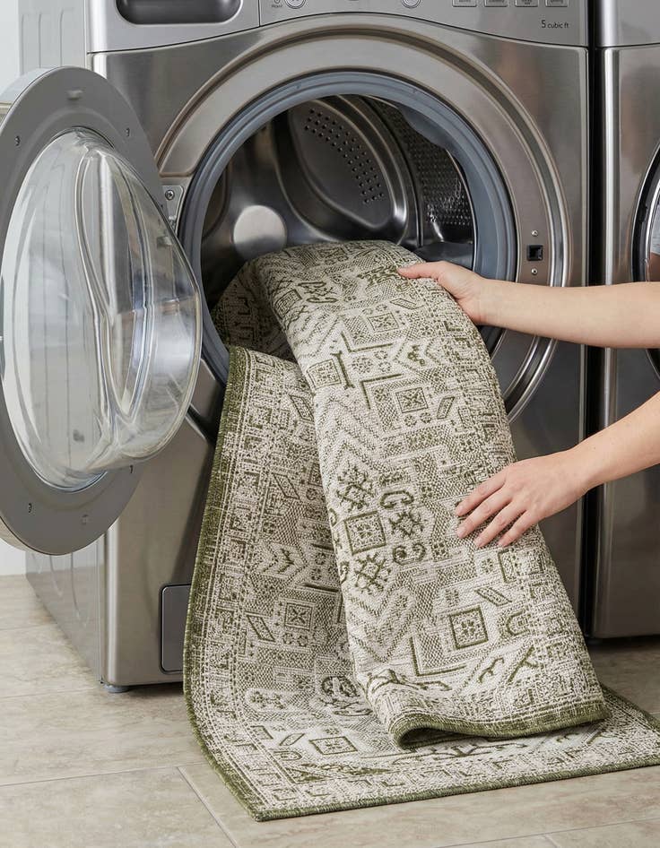 Detail image of 2' 7 x 12'  Washable Aztec Indoor / Outdoor Runner Rug