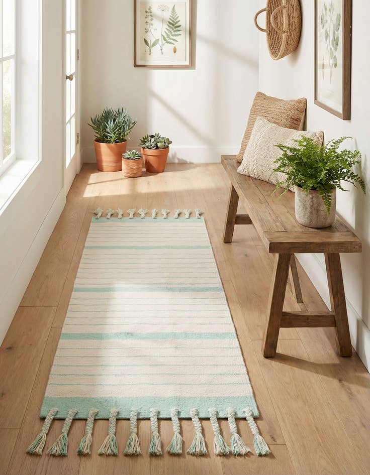 Detail image of 2' 2 x 6' 1  Hand Woven Chindi Cotton Runner Rug