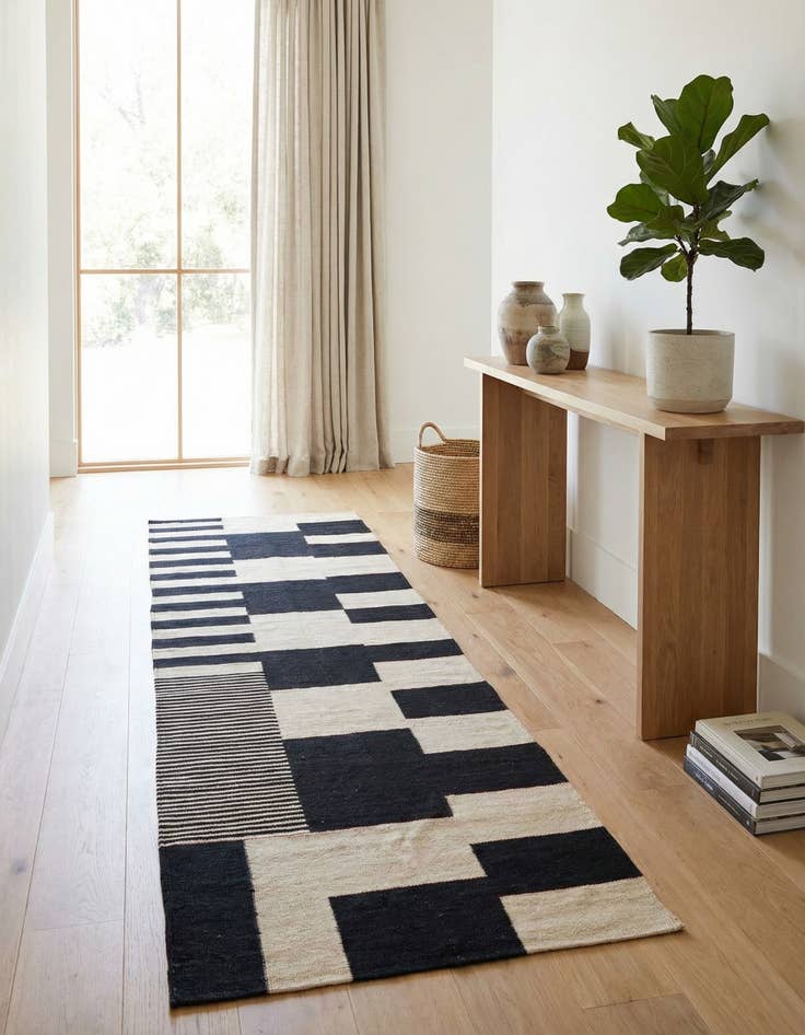 Detail image of 2' 8 x 9' 5  Hand Woven Kilim Modern Wool Runner Rug