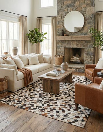5' 1 x 8' Cowhide Leather Rug