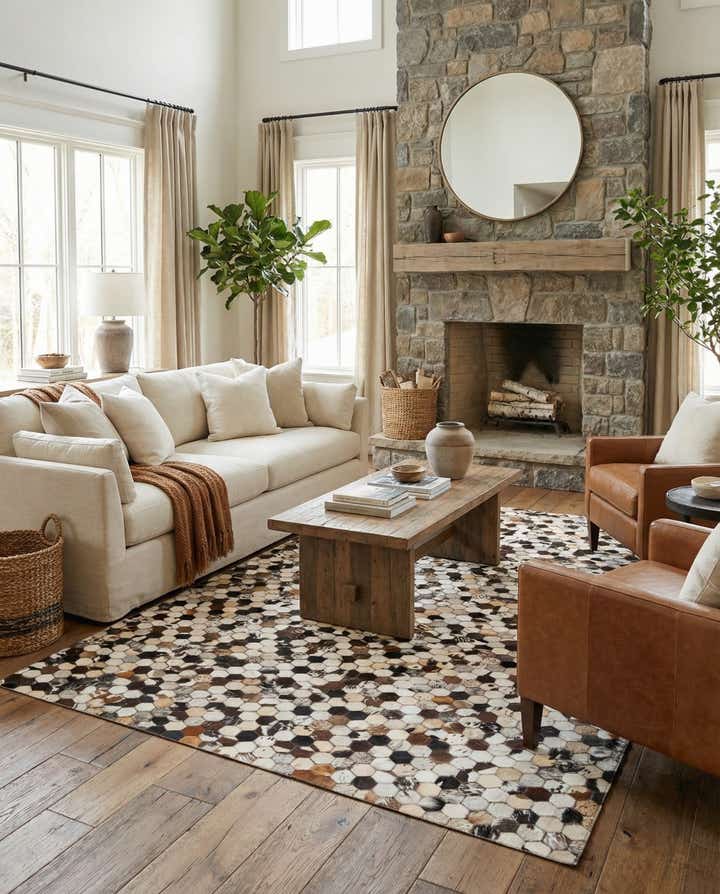 5' 1 x 8' Cowhide Leather Rug