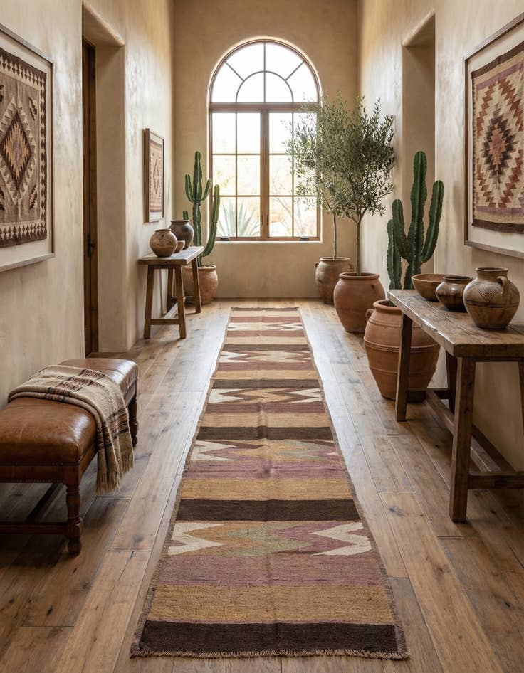 Detail image of 2' 1 x 14' 3  Hand Woven Kilim Fars Wool Runner Rug