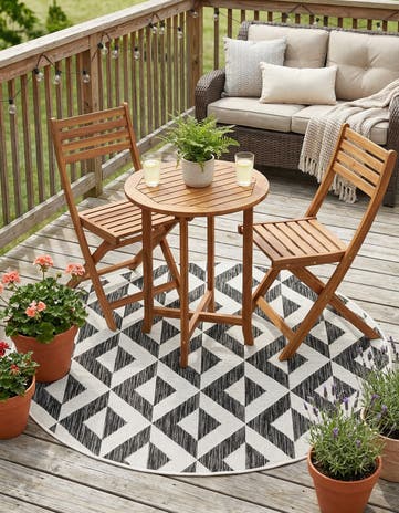 4' x 4' Easy-Clean Jill Zarin Napa Indoor / Outdoor Round Rug