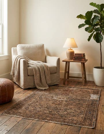 3' 7 x 5' 5 Hand Knotted Ultra Vintage Persian Wool Rug