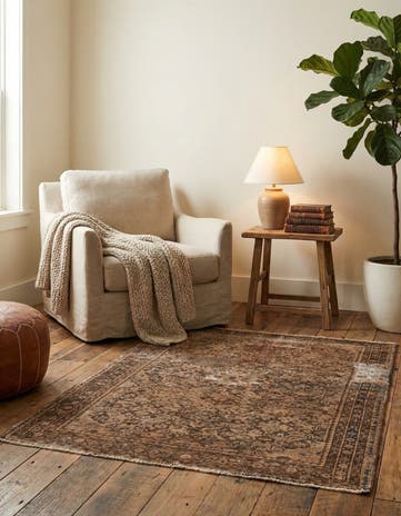 3' 7 x 5' 5 Hand Knotted Ultra Vintage Persian Wool Rug