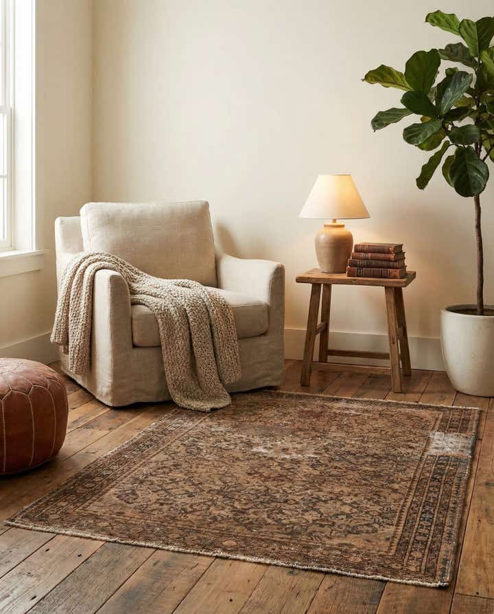 3' 7 x 5' 5 Hand Knotted Ultra Vintage Persian Wool Rug