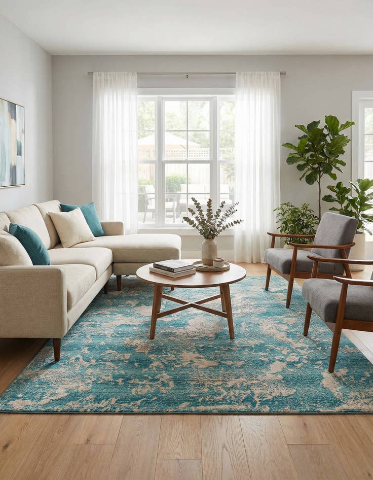 Detail image of 5' x 7'  Washable Modern Indoor / Outdoor Rug