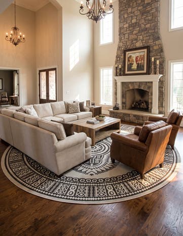 13' x 13' Easy-Clean Traditional Indoor / Outdoor Round Rug