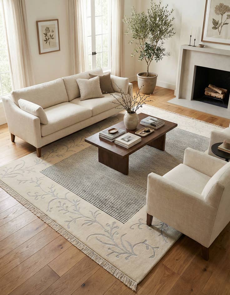 Detail image of  5' 9 x 7' 10  Hand Knotted Darya Wool Rug