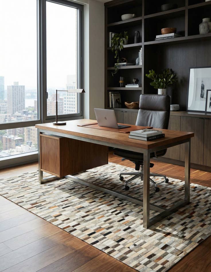 Detail image of 5' 1 x 7' 11 Cowhide Stocks Rug