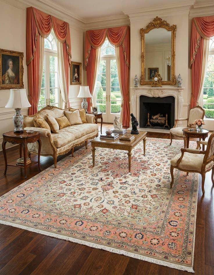 Detail image of  6' 5 x 10' 2  Hand Knotted Isfahan Persian Rug