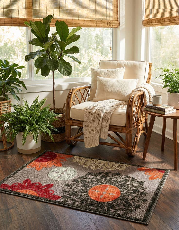 Detail image of 2' x 3' Easy-Clean Modern Indoor / Outdoor Rug