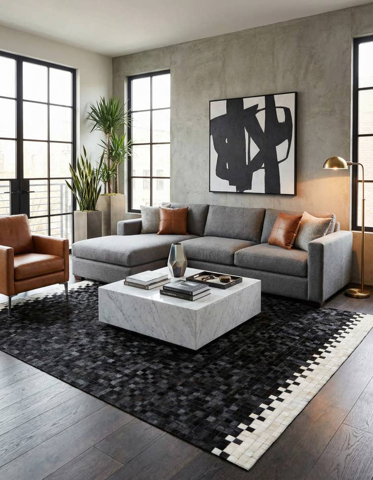 Detail image of 8' 1 x 9' 11 Cowhide Stocks Rug