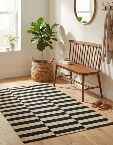 3' 4 x 4' 9 Hand Woven Kilim Modern Wool Rug