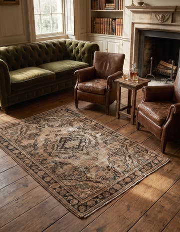 4' 3 x 6' 5 Hand Knotted Ultra Vintage Persian Wool Rug