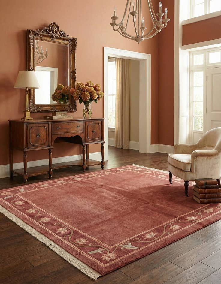 Detail image of  6' 8 x 7' 11  Hand Knotted Nepal Wool Square Rug