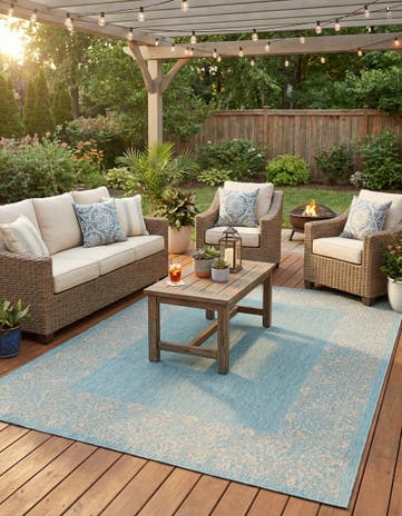 7' 10 x 11' Easy-Clean Border Indoor / Outdoor Rug