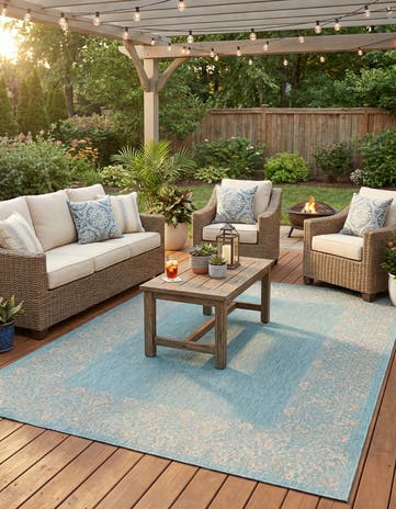 7' 10 x 11' Easy-Clean Border Indoor / Outdoor Rug