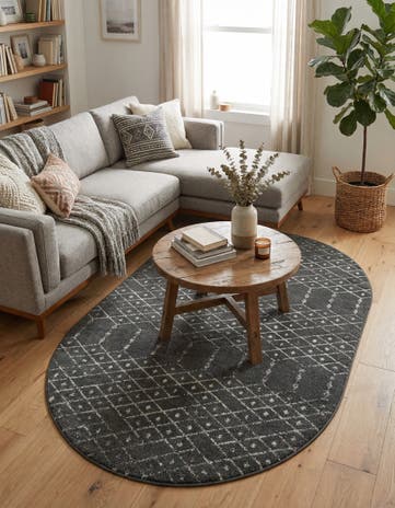 Charcoal Gray Paxon Trellis Oval Rug