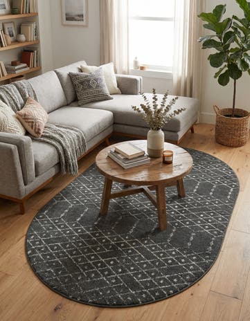 Charcoal Gray Paxon Trellis Oval Rug
