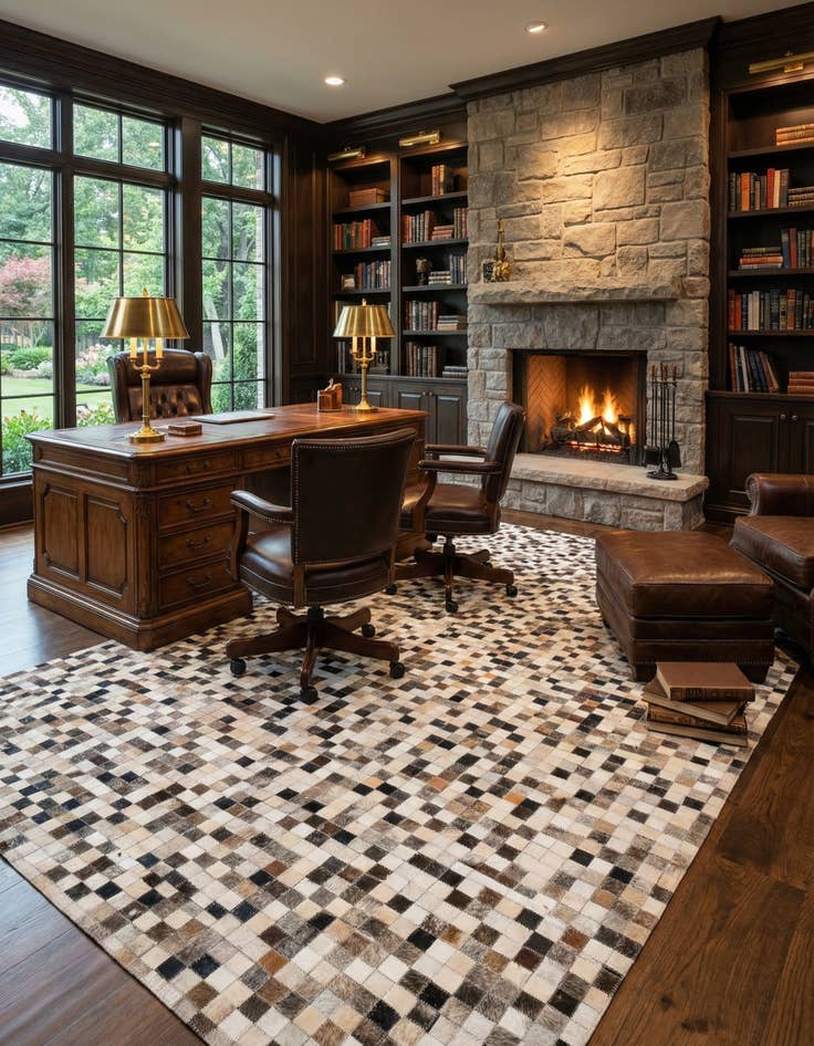 Detail image of  5' 2 x 8' 3 Cowhide Leather Rug