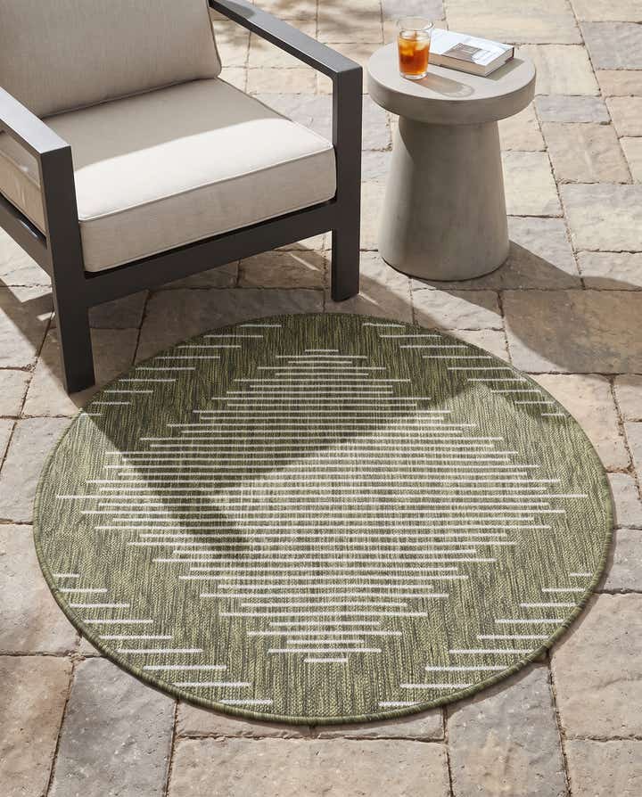3' x 3' Easy-Clean Modern Indoor / Outdoor Round Rug