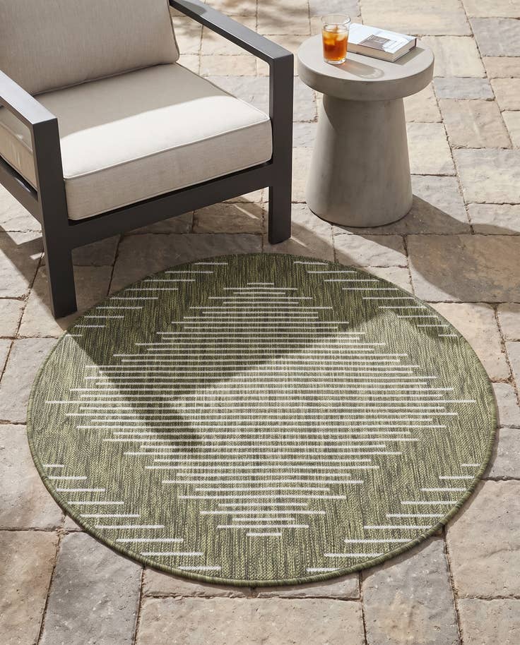 Detail image of 3' x 3' Easy-Clean Modern Indoor / Outdoor Round Rug