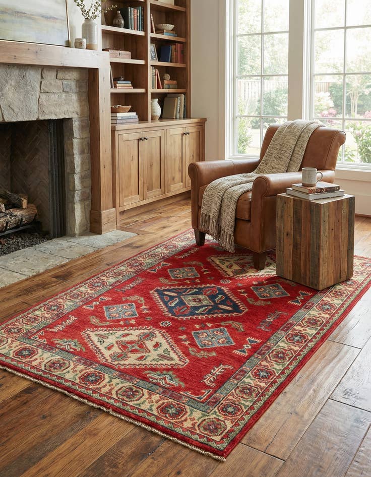 Detail image of 3' 3 x 5'  Hand Knotted Kazak Rug