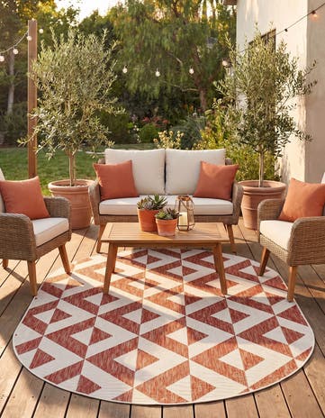 5' 3 x 8' Easy-Clean Jill Zarin Napa Indoor / Outdoor Oval Rug