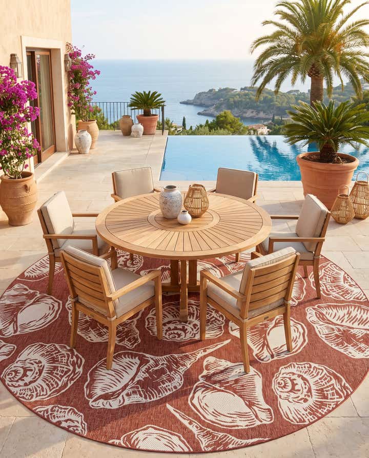 10' x 10' Easy-Clean Coastal Indoor / Outdoor Round Rug