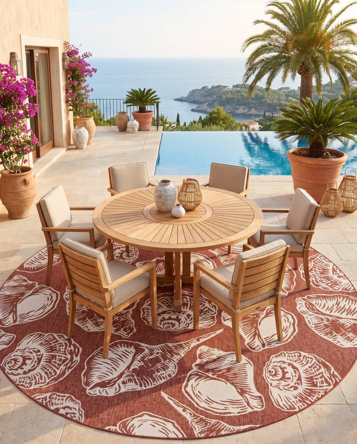 Detail image of 10' x 10' Easy-Clean Coastal Indoor / Outdoor Round Rug