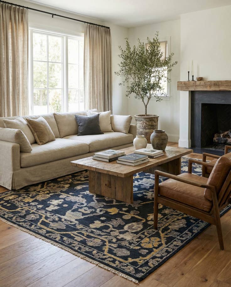 Detail image of 8' 2 x 10' 2 Hand Knotted Oushak Wool Rug