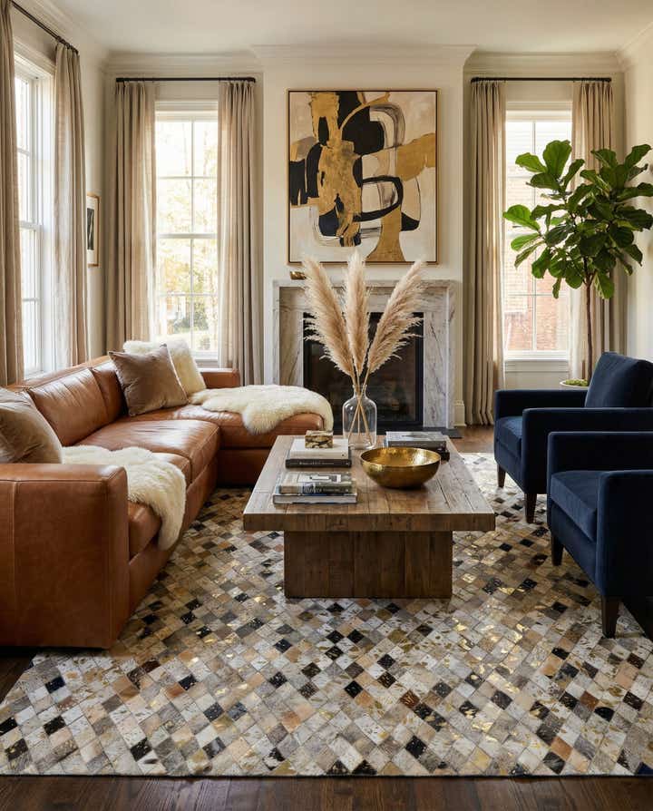 5' 1 x 8' 1 Cowhide - Patchwork Rug