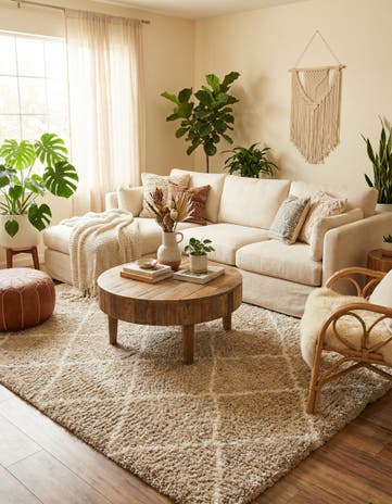 Taupe Moroccan Shag Square Rug