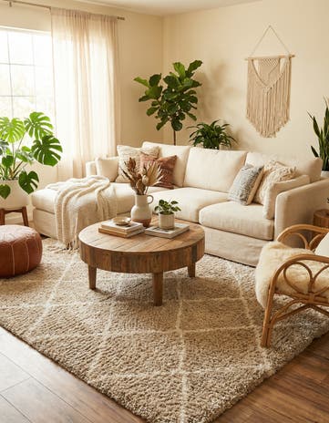 Taupe Moroccan Shag Square Rug