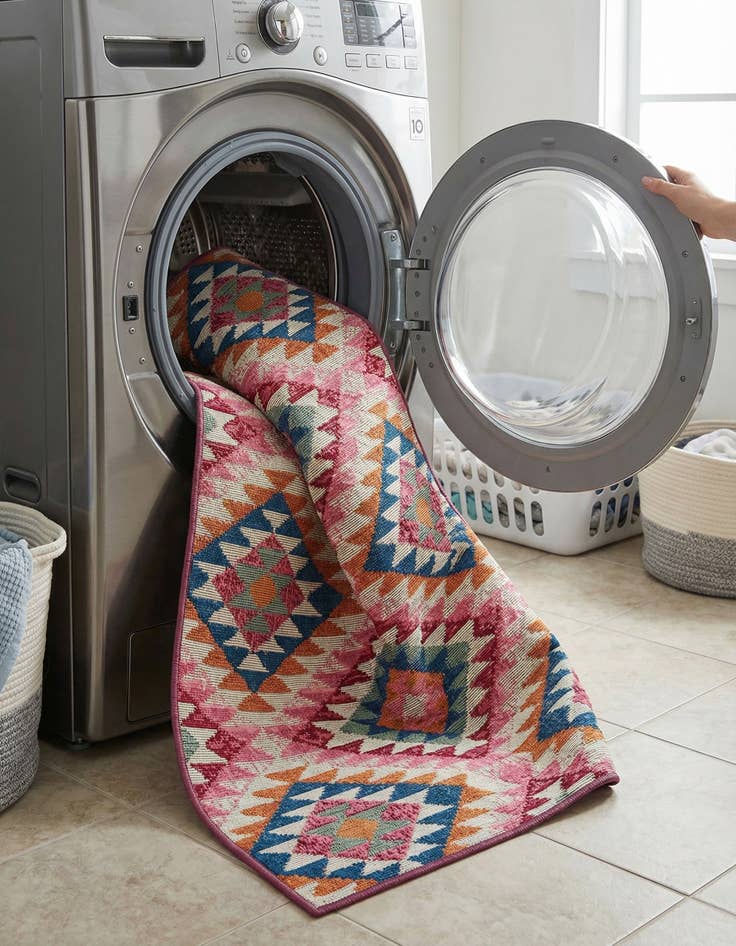 Detail image of 2' 7 x 5' 3  Washable Southwestern Indoor / Outdoor Runner Rug