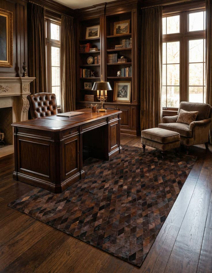 Detail image of 8' 1 x 10' 1 Cowhide Stocks Rug