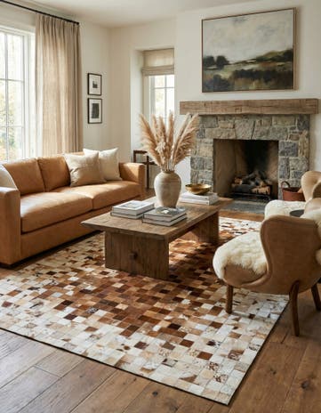 4' 11 x 7' 9 Cowhide Stocks Rug