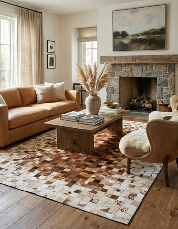 4' 11 x 7' 9 Cowhide Stocks Rug