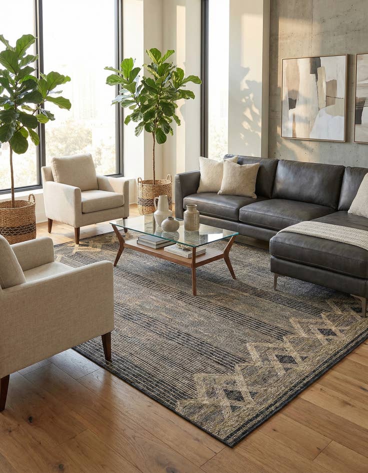 Detail image of 10' x 14'  Washable Modern Indoor / Outdoor Rug