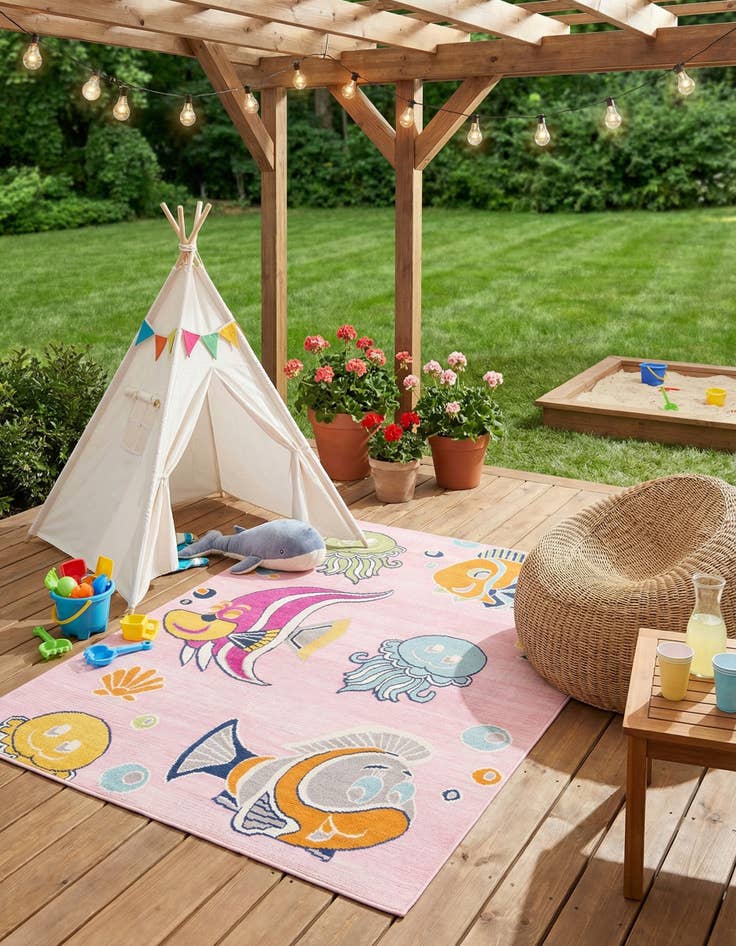 Detail image of  5' 3 x 7' 7  Washable  Indoor / Outdoor Rug