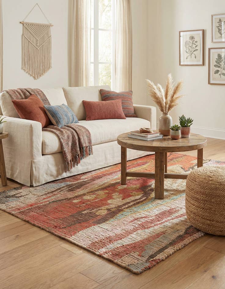 Detail image of  4' 1 x 6' 1 Chenille Jute Rug