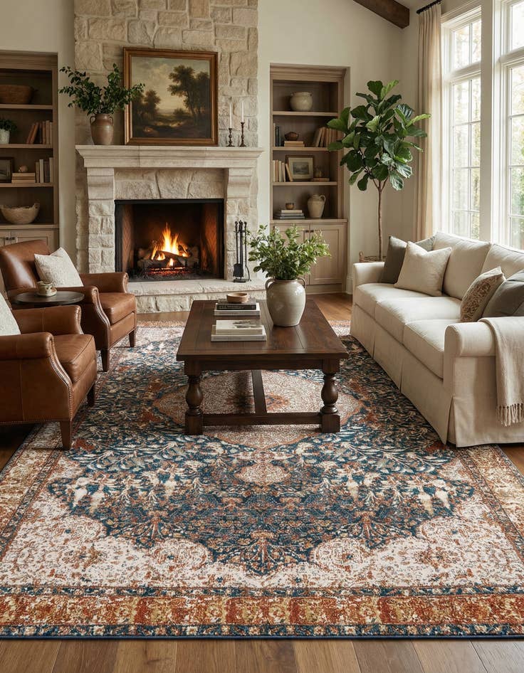 Detail image of 10' x 13'  Washable Traditional Indoor / Outdoor Rug